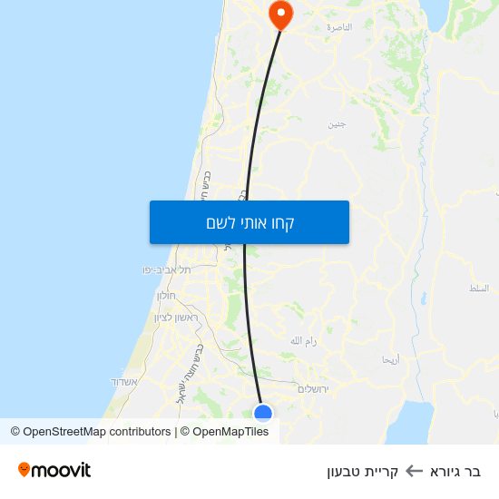 מפת בר גיורא לקריית טבעון