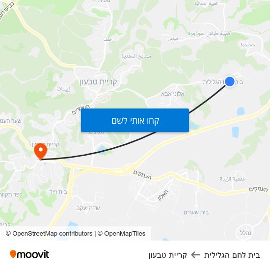 מפת בית לחם הגלילית לקריית טבעון