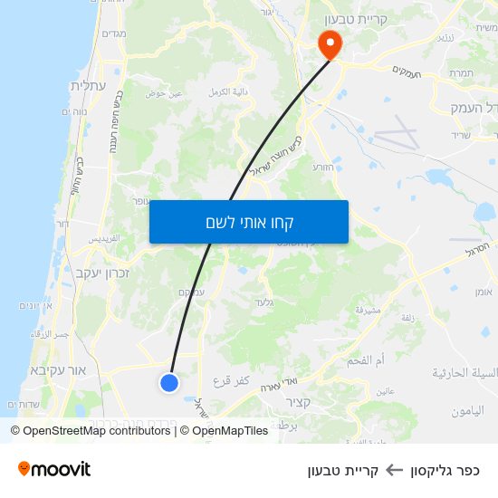 מפת כפר גליקסון לקריית טבעון