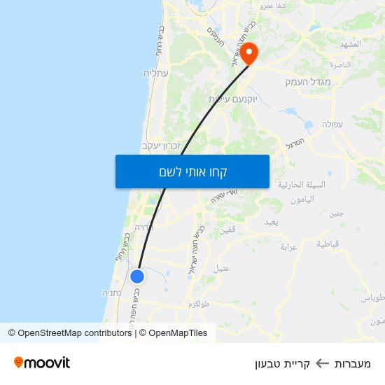 מפת מעברות לקריית טבעון