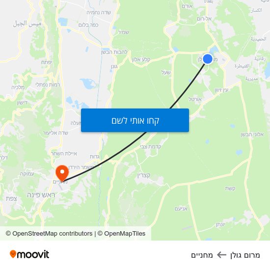 מפת מרום גולן למחניים