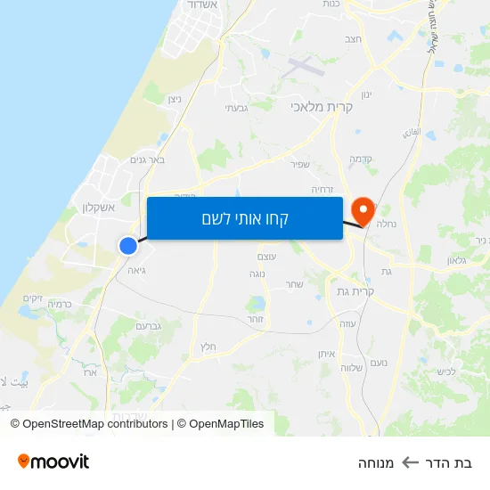 מפת בת הדר למנוחה