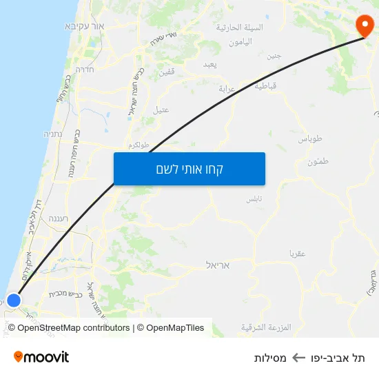 מפת תל אביב-יפו למסילות