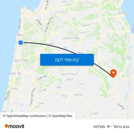 מפת גבע כרמל למסילות