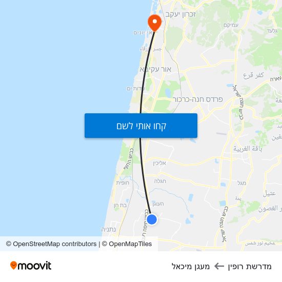 מפת מדרשת רופין למעגן מיכאל