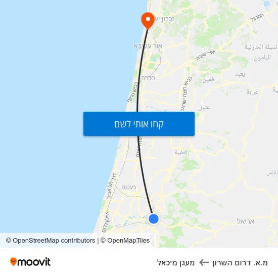 מפת מ.א. דרום השרון למעגן מיכאל