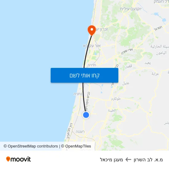 מפת מ.א. לב השרון למעגן מיכאל