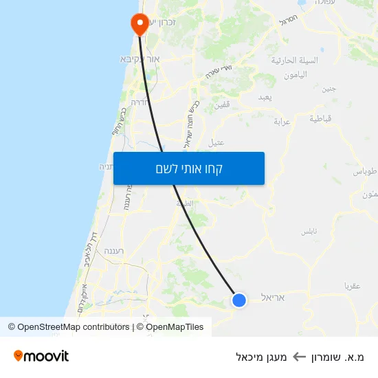מפת מ.א. שומרון למעגן מיכאל
