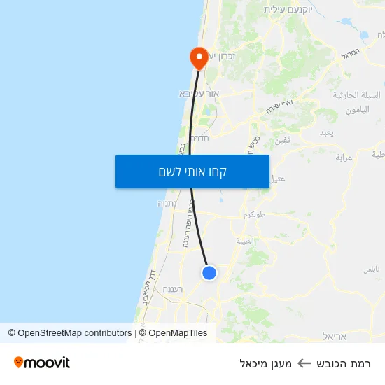 מפת רמת הכובש למעגן מיכאל
