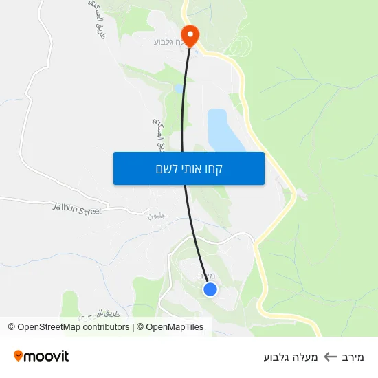 מפת מירב למעלה גלבוע