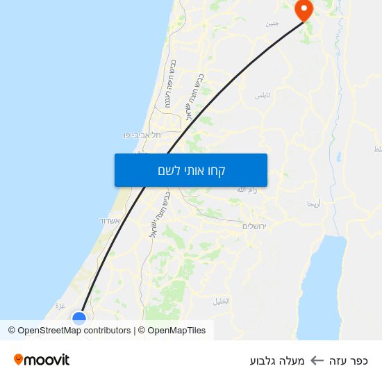 מפת כפר עזה למעלה גלבוע