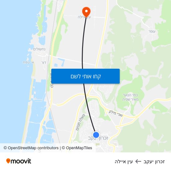 מפת זכרון יעקב לעין איילה