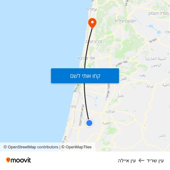 מפת עין שריד לעין איילה