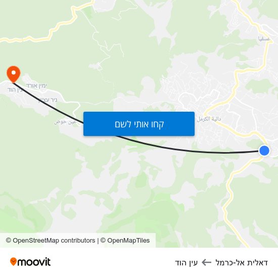 מפת דאלית אל-כרמל לעין הוד