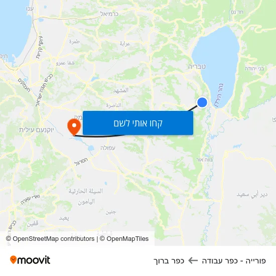 מפת פורייה - כפר עבודה לכפר ברוך