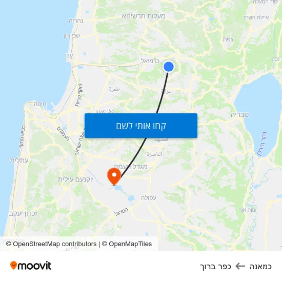 מפת כמאנה לכפר ברוך