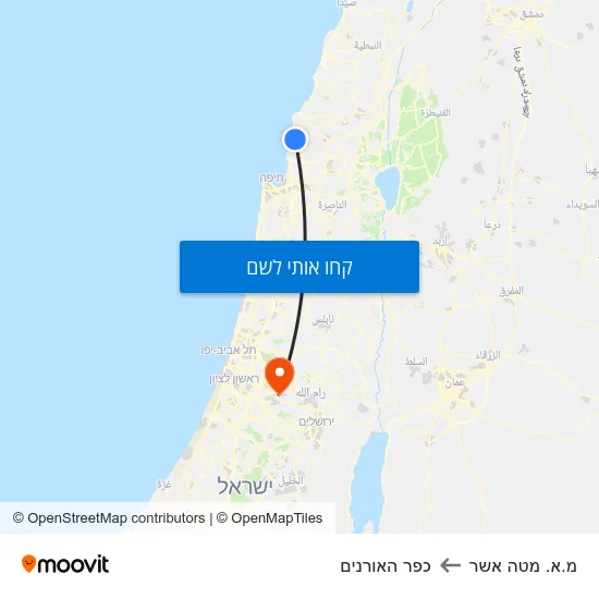 מפת מ.א. מטה אשר לכפר האורנים