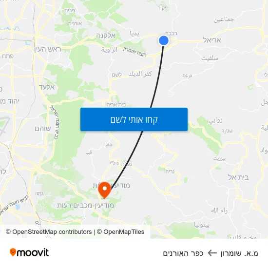 מפת מ.א. שומרון לכפר האורנים