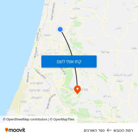מפת רמת הכובש לכפר האורנים