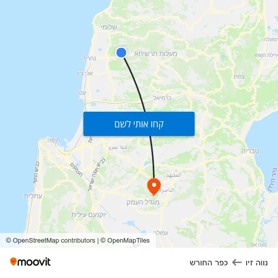 מפת נווה זיו לכפר החורש