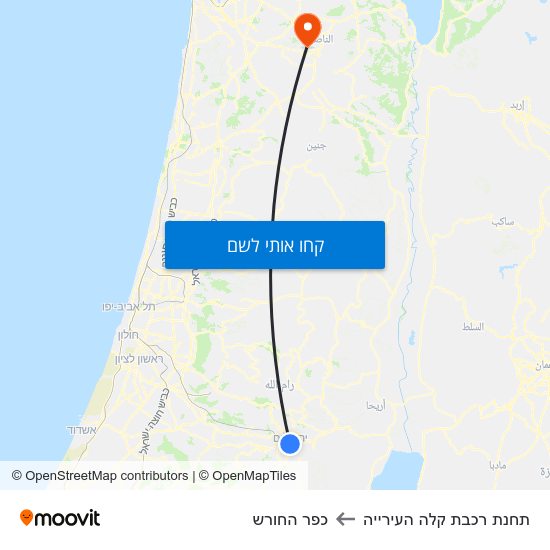 מפת תחנת רכבת קלה העירייה לכפר החורש