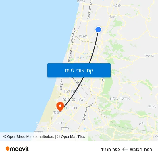מפת רמת הכובש לכפר הנגיד
