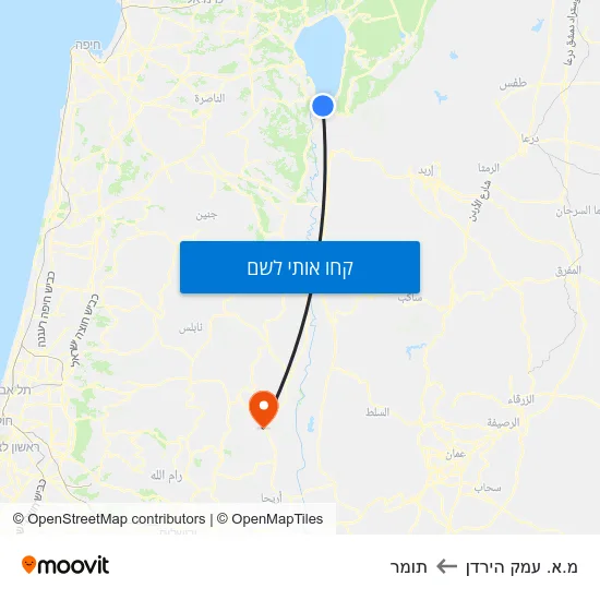 מפת מ.א. עמק הירדן לתומר