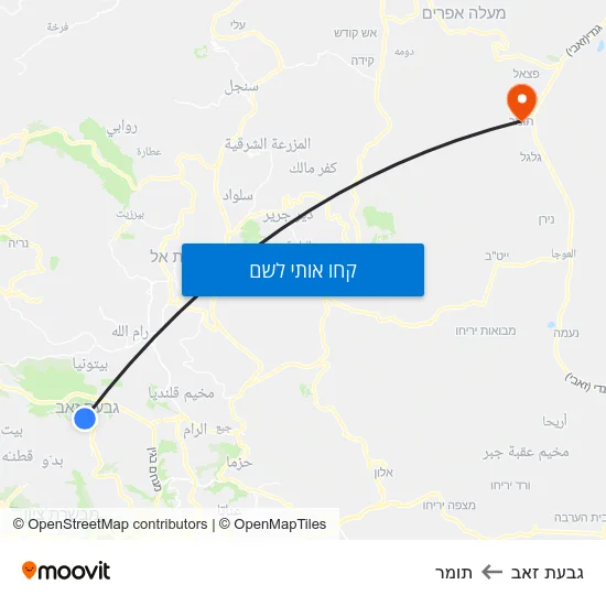 מפת גבעת זאב לתומר