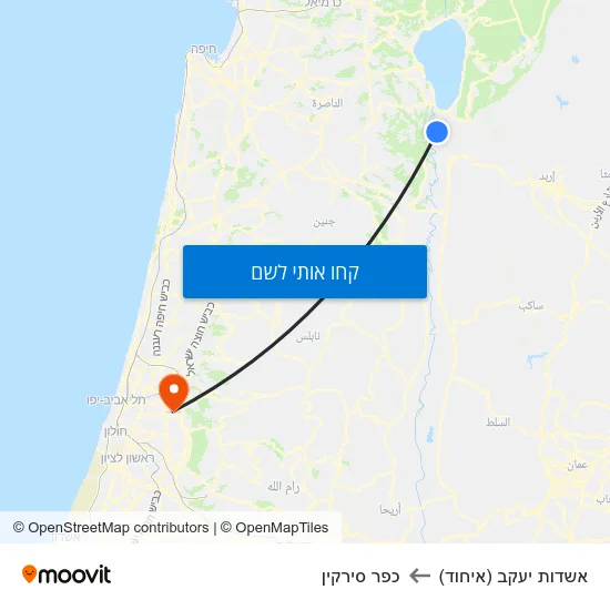 מפת אשדות יעקב (איחוד) לכפר סירקין