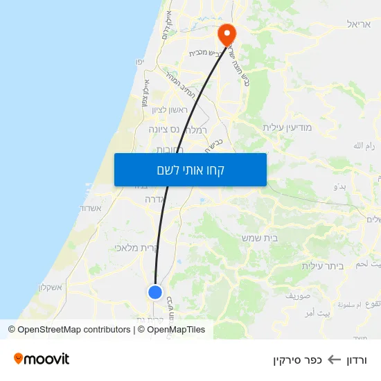 מפת ורדון לכפר סירקין