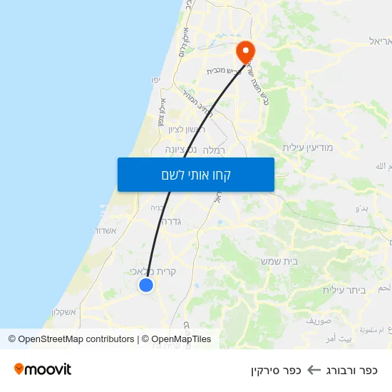 מפת כפר ורבורג לכפר סירקין