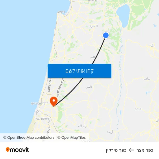 מפת כפר מצר לכפר סירקין