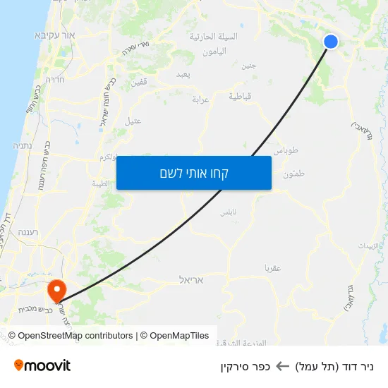מפת ניר דוד (תל עמל) לכפר סירקין