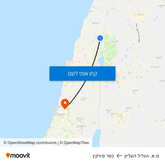 מפת מ.א. הגליל העליון לכפר סירקין