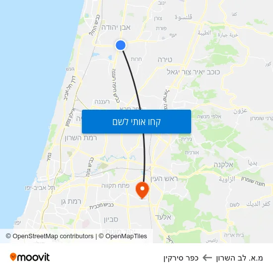 מפת מ.א. לב השרון לכפר סירקין
