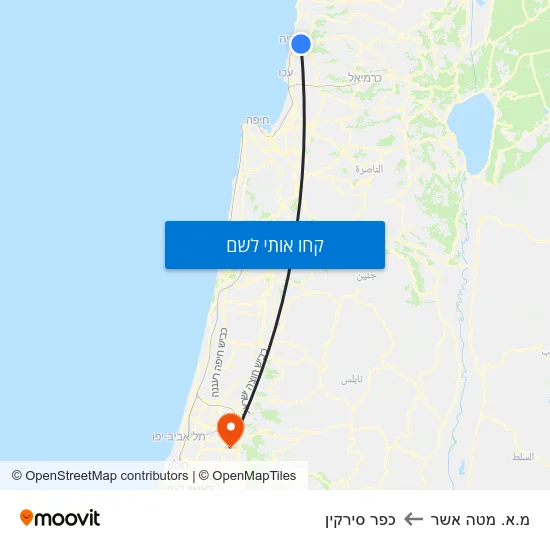 מפת מ.א. מטה אשר לכפר סירקין