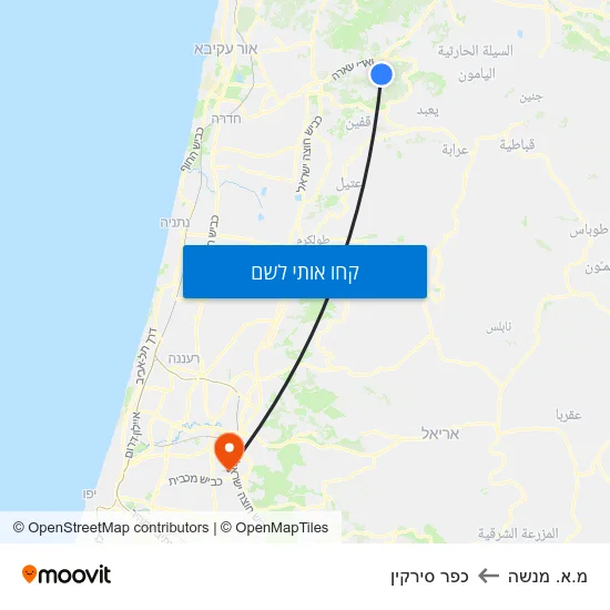 מפת מ.א. מנשה לכפר סירקין