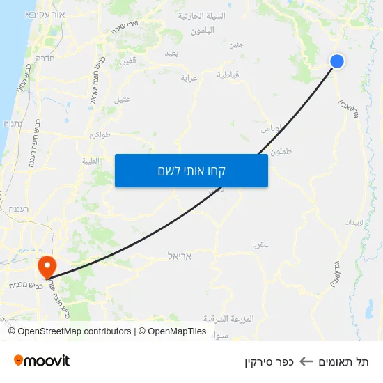 מפת תל תאומים לכפר סירקין