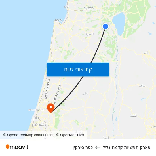 מפת פארק תעשיות קדמת גליל לכפר סירקין