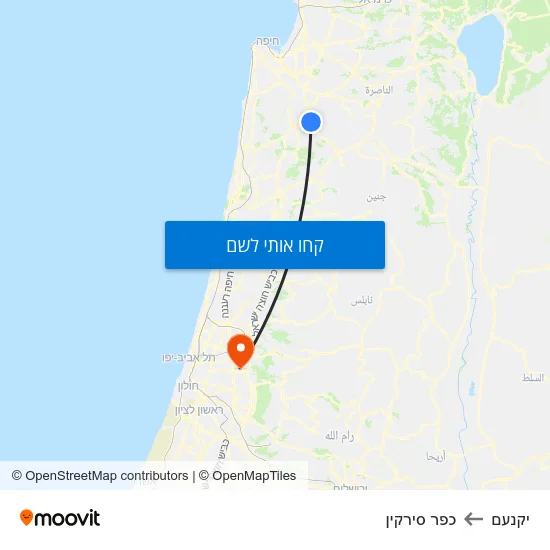 מפת יקנעם לכפר סירקין