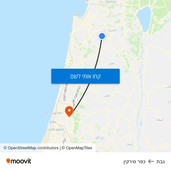 מפת גבת לכפר סירקין