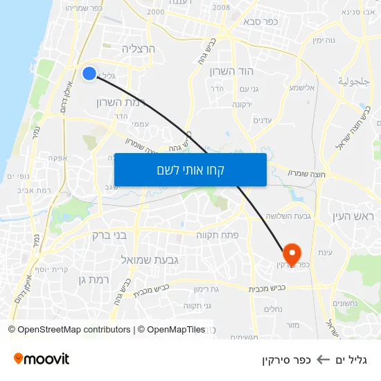 מפת גליל ים לכפר סירקין