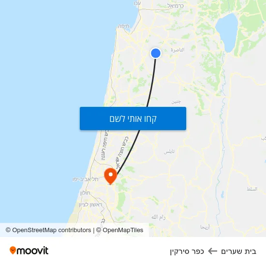 מפת בית שערים לכפר סירקין