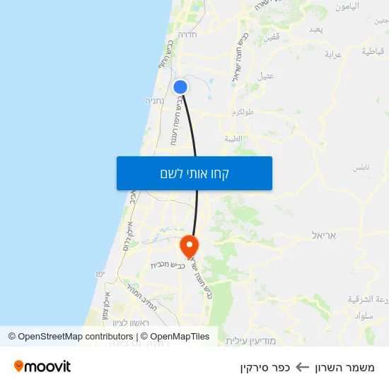 מפת משמר השרון לכפר סירקין