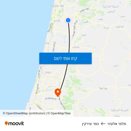 מפת תלמי אלעזר לכפר סירקין