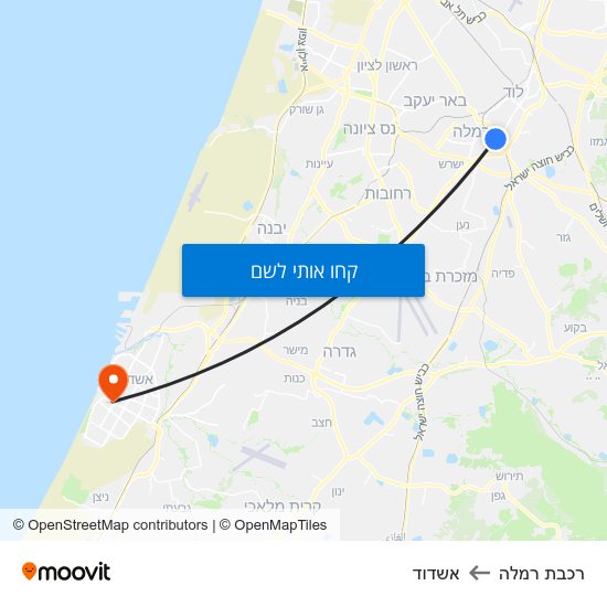 מפת רכבת רמלה לאשדוד