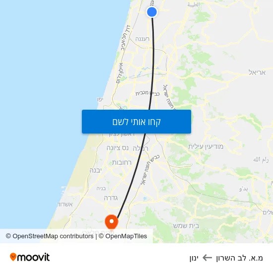 מפת מ.א. לב השרון לינון