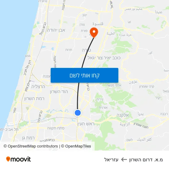 מפת מ.א. דרום השרון לעזריאל