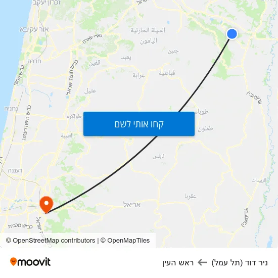 מפת ניר דוד (תל עמל) לראש העין