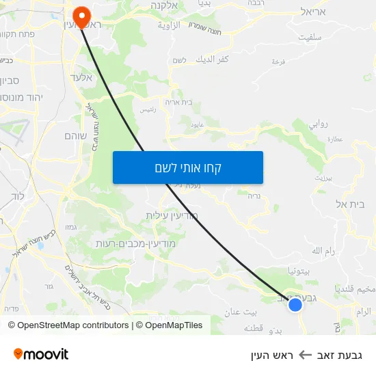 מפת גבעת זאב לראש העין